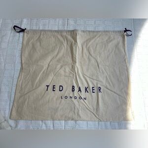 Ted Baker London Drawstring Large Cream Colored Dust Bag with Purple Lettering